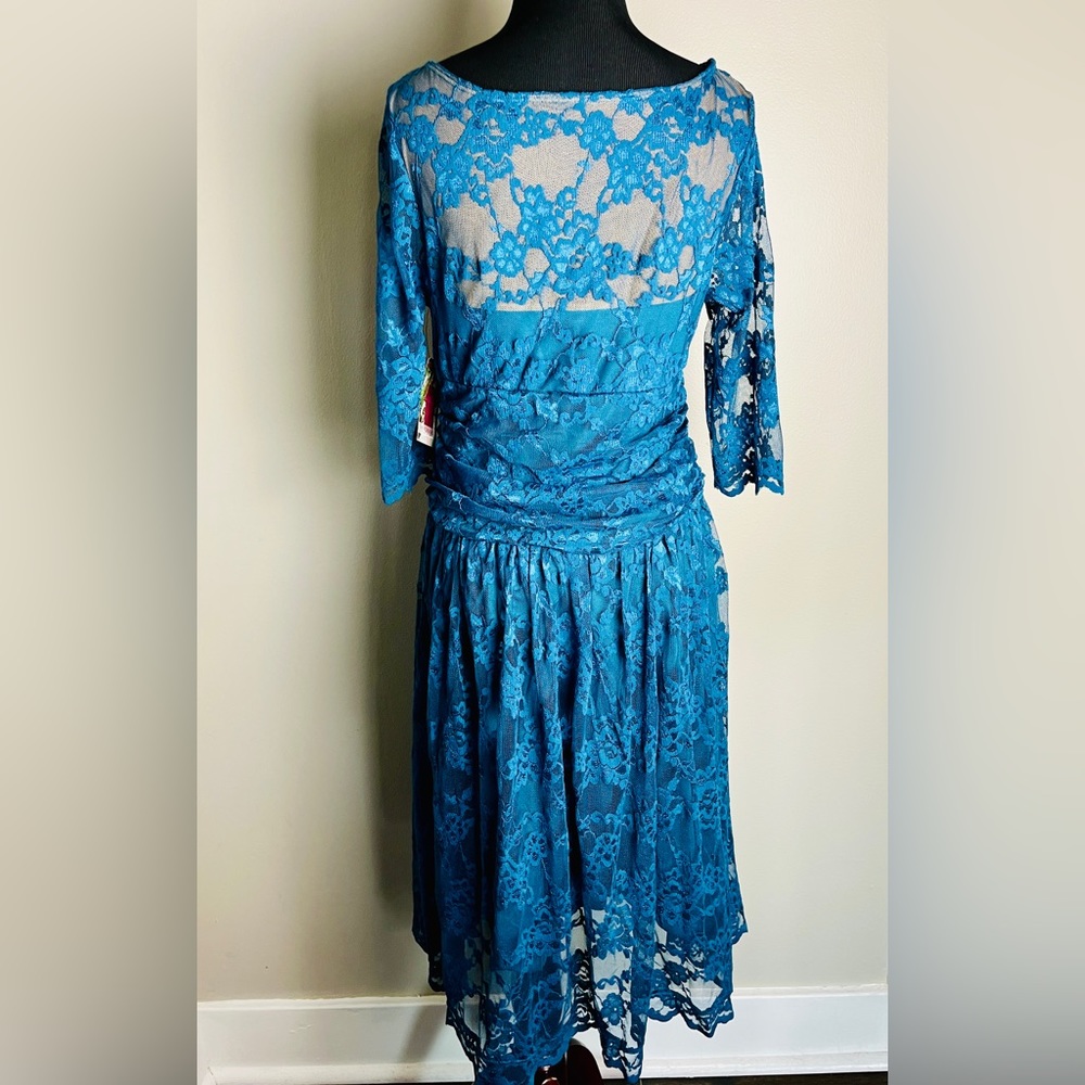 NWT Kiyonna brand turquoise lace dress - Picture 3 of 6